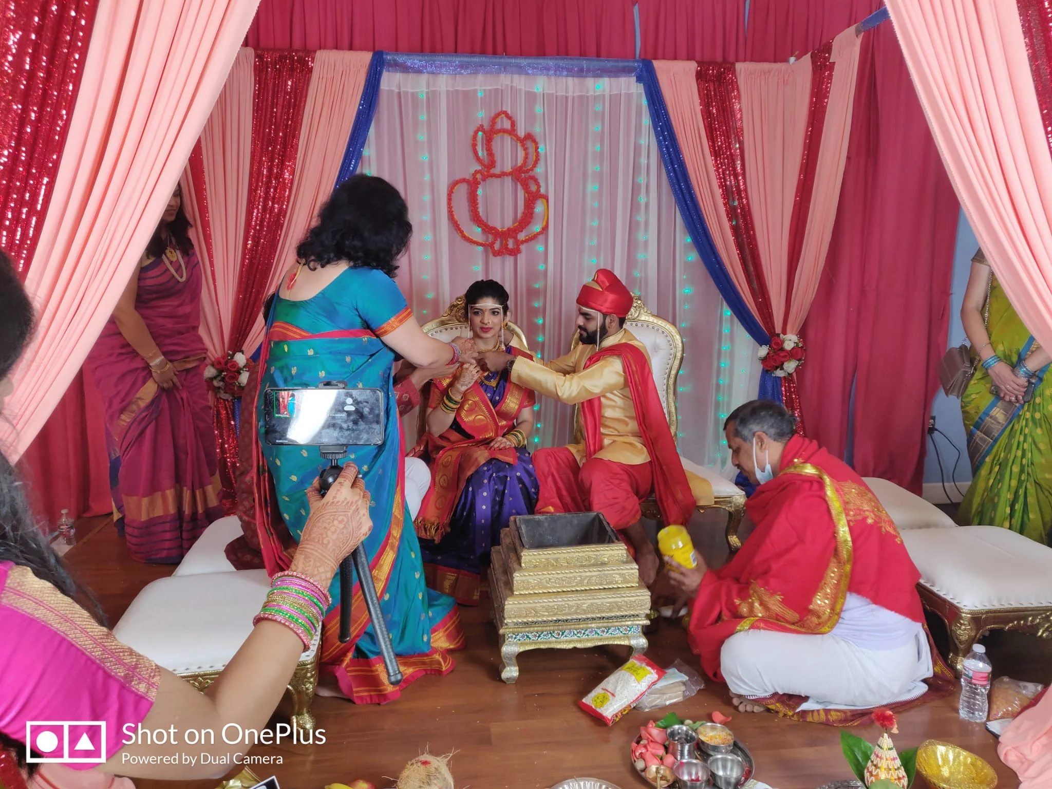 Bride and groom stage